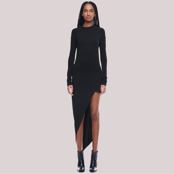 Jonny Cota Asymmetrical Mini Dress in Black - Picture 1 of 3